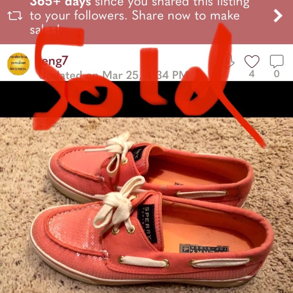 Sperry’s coral with sequins